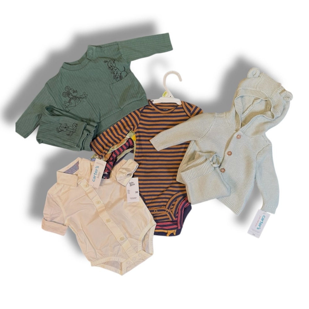 Baby Boy 3M Bundle‎ | Carter's Knit Set, Disney Lounge Set, Shirt & 4Pack